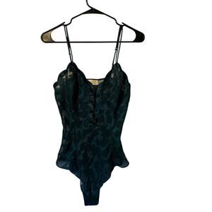 Victoria’s Secret Bodysuit Women’s Size S Green 90’s Button Closure Vintage